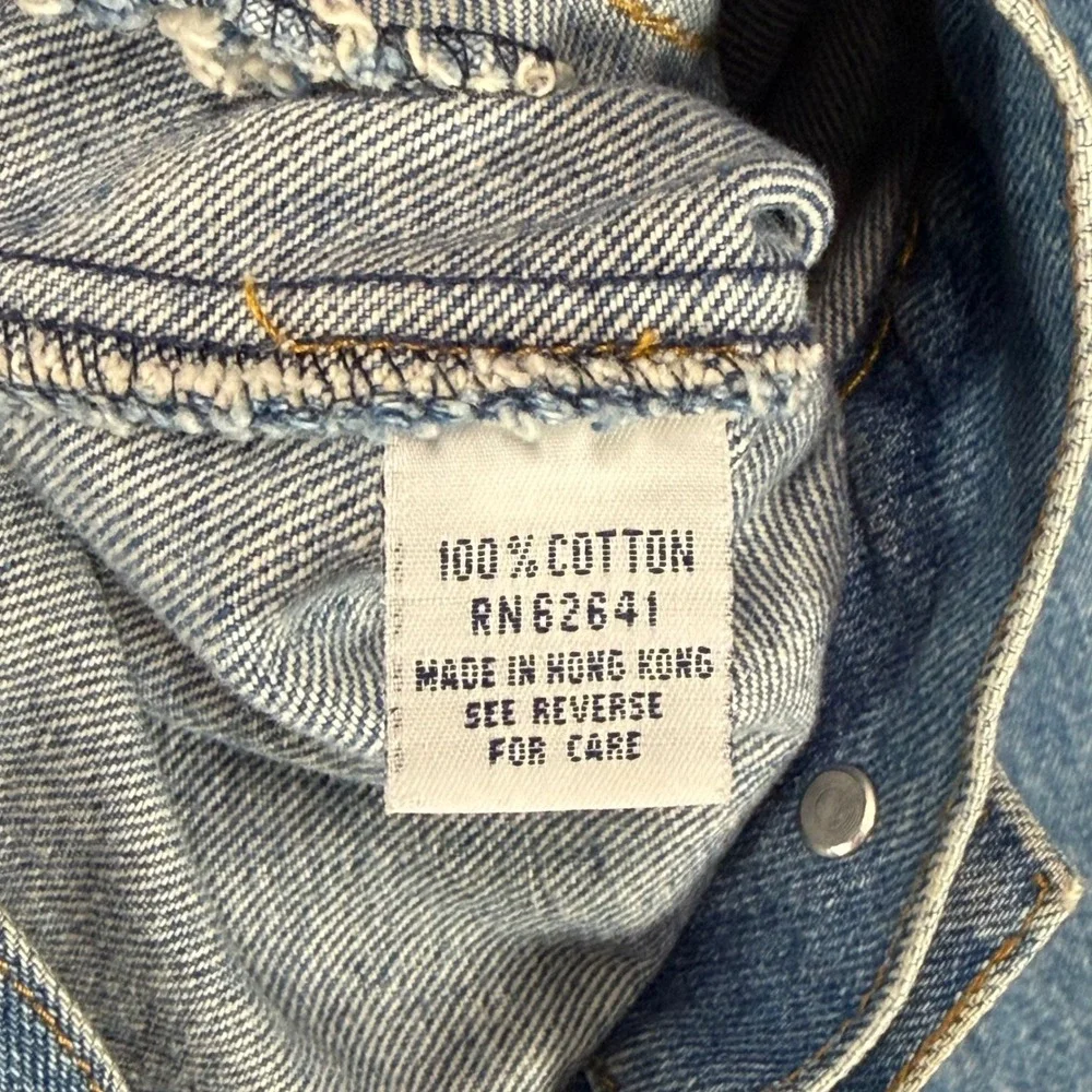 Vintage LEE Sport Denim Trucker Jacket Mens M Blue Made In Hong Kong